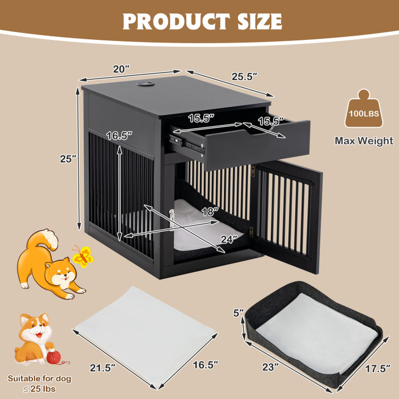 Ultimate 2-In-1 Dog House with Convenient Drawer & Innovative Wired/Wireless Charging