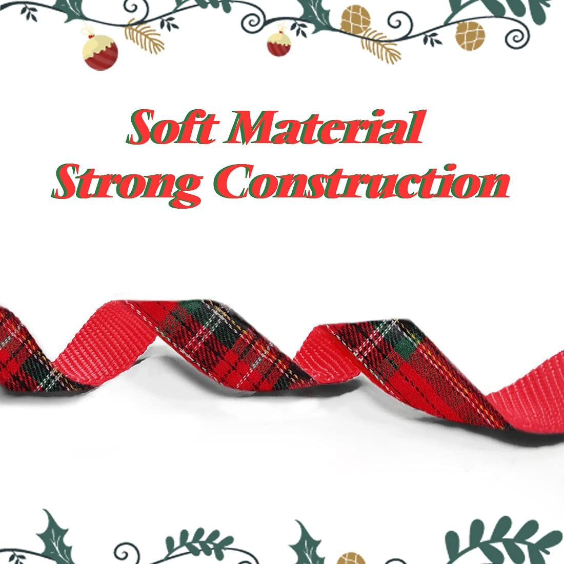 Festive Buffalo Plaid Dog Collar & Leash Set with Removable Bowtie - Perfect for Large Dogs!