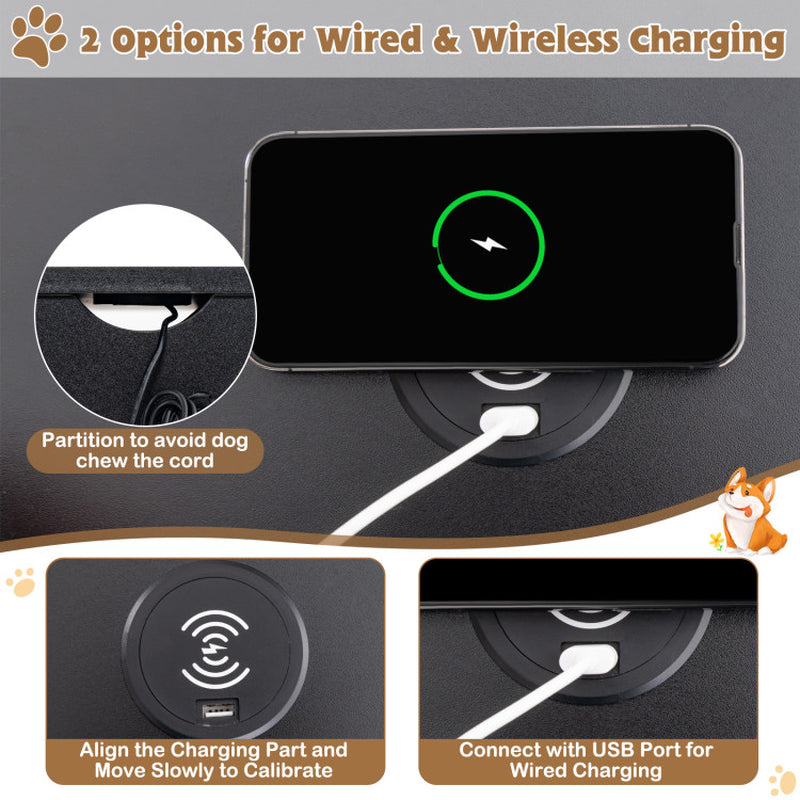 Ultimate 2-In-1 Dog House with Convenient Drawer & Innovative Wired/Wireless Charging